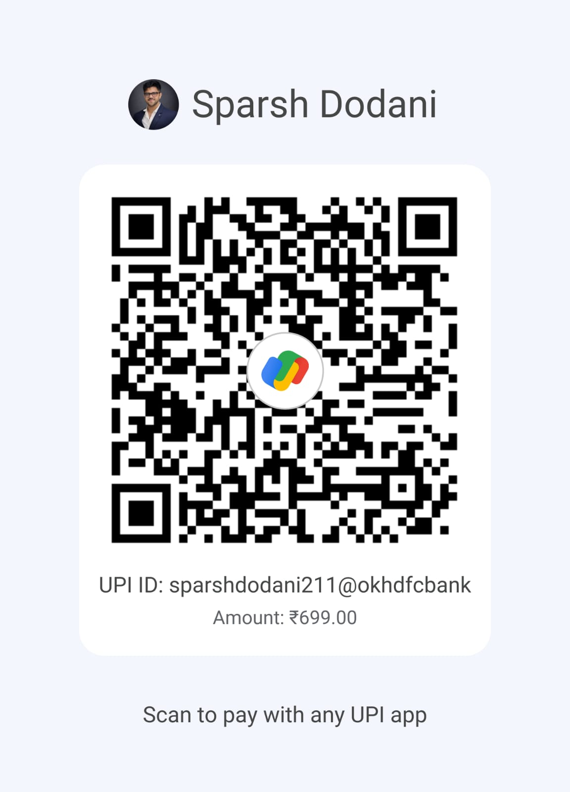 UPI QR Code — sparshdodani211@okhdfcbank